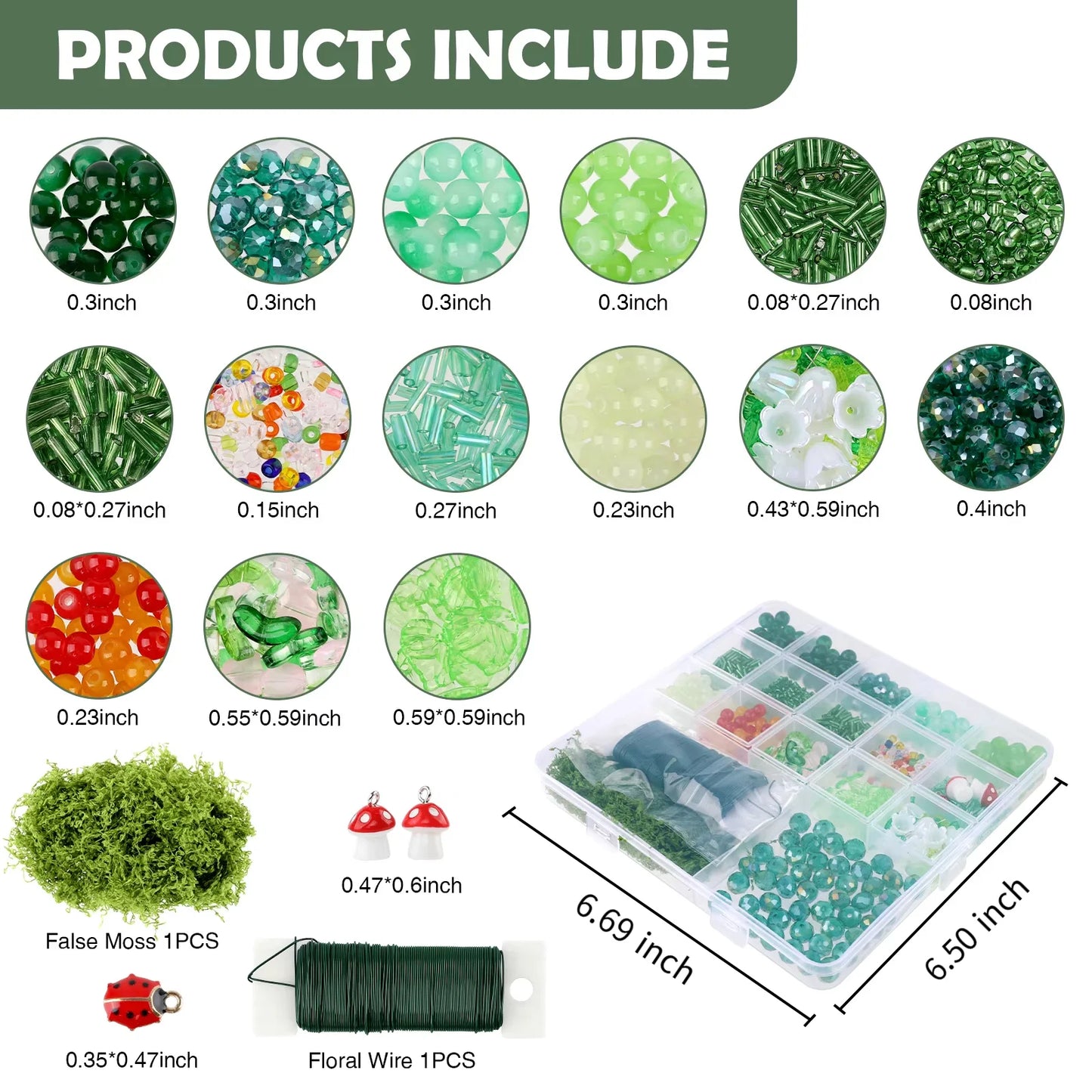 DIY Craft Succulent Plant Glass Bead Set for Handmade Jewelry Ornament Making Supplies with Leaves and Flower for Art Decoration