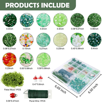 DIY Craft Succulent Plant Glass Bead Set for Handmade Jewelry Ornament Making Supplies with Leaves and Flower for Art Decoration