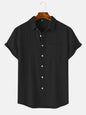 Men's  Comfortable Shirt Summer Beach Men's Shirt   Men's Short Sleeve Shirts  Solid Color Casual Short Sleeve Shirt