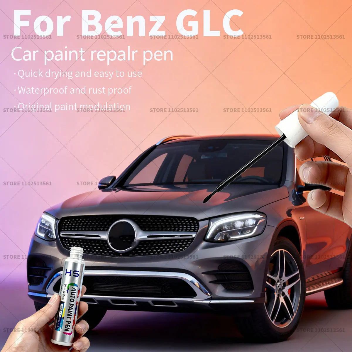 For Mercedes-Benz GLC Car Paint Repair Pen Touch Up Scratch Remover DIY Auto Accessories Gray 7992 White 149 Blue 896 Red 3996