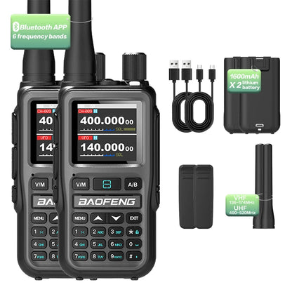Baofeng UV-5R Mini 5W Walkie Talkie (2 Pack) | Bluetooth APP, NOAA Weather, 999 Ch | USB-C Charging for Outdoor/Hunting