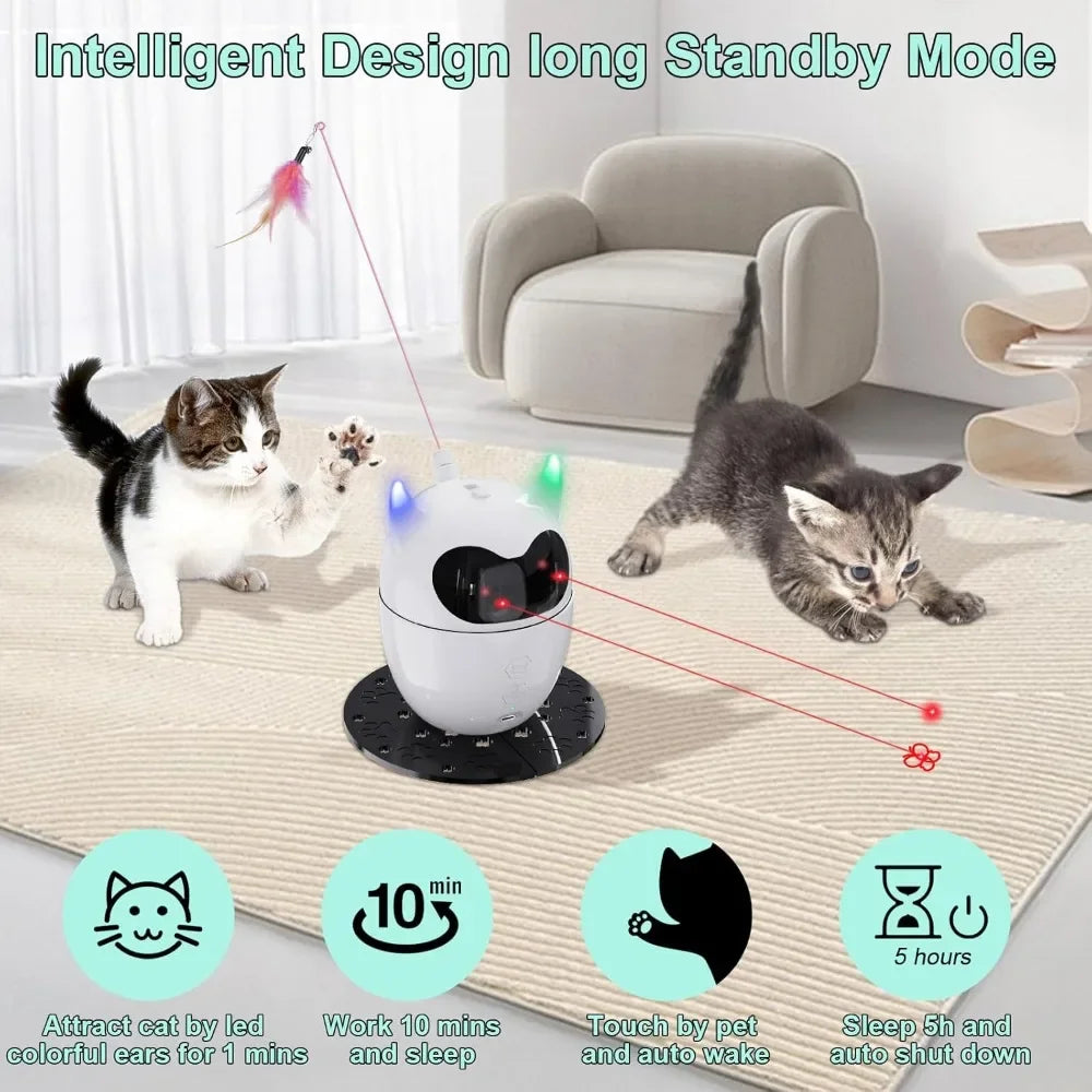 Smart Electric Cat Interactive Toy Two Speed Modes Auto Power Off Low Noise USB Charging Pet Stimulation Toy Stimulate Hunting Instinct for Indoor Cats Kittens Daily Entertainment