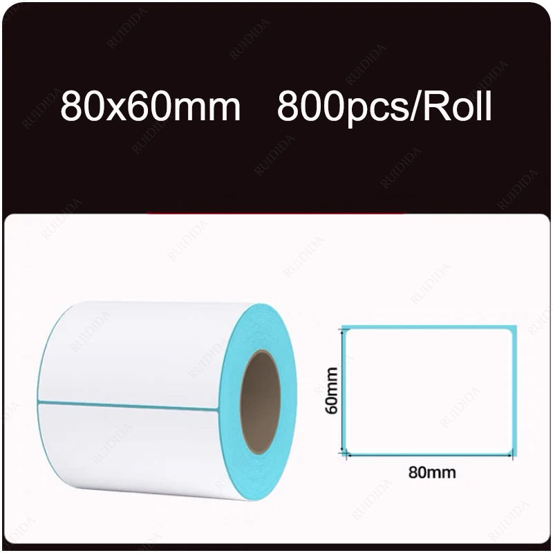 Width 40/50/60/70/80/90/100mm Self-Adhesive Stickers Shipping Thermal Label Barcode SKU Label Price Tag no Carbon Band Required