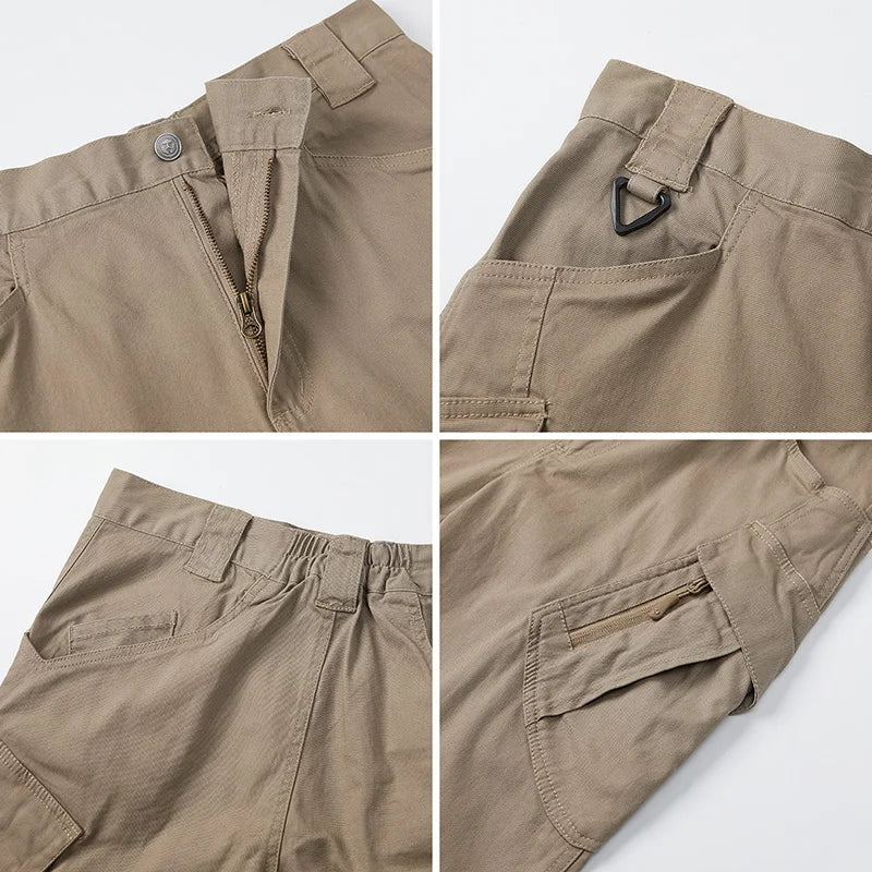IX9 City Tactical Cargo Pants Men Stretch Cotton Work Military Pants Flexible Outdoor Army Combat Trousers with 9 Pockets