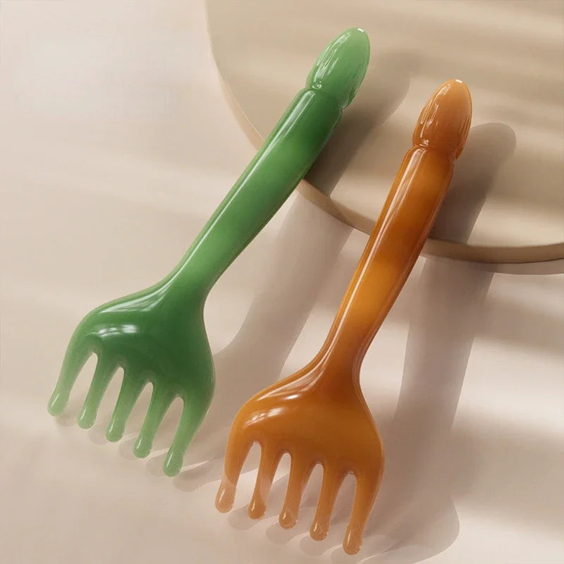 Resin Head Massager Scalp Gua Sha For Body Neck Leg Massage Five-claw Head Scraping Stick Massage Scraping Claw Massage