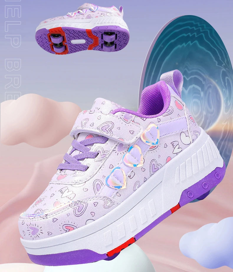 Roller Skate Shoes Kids Sneakers With Wheels Children Roller Skates Fashion Outdoor Sports Shoes Girls Boys Gifts Breathable New