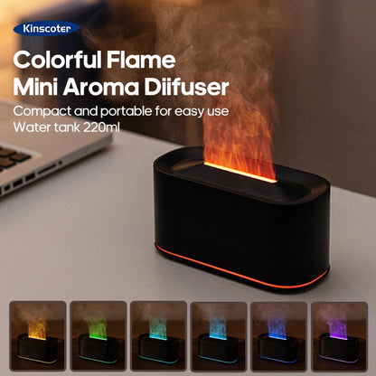 Mini Aroma Diffuser Aromatherapy Realistic Flame Lights Colorful RGB Air Humidifier Desktop USB Sprayer/Essential Oil Set