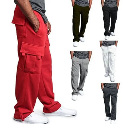 Men's  Cargo Pants Loose Drawstring Sweatpants with Pockets Sports Straight Trousers Jogging Long Pants Hip Hop Streetwear