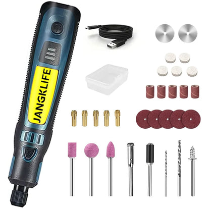 JANGKLIFE USB Cordless Rotary Tool Kit Woodworking Engraving Pen DIY For Jewelry Metal Glass Mini Wireless Drill