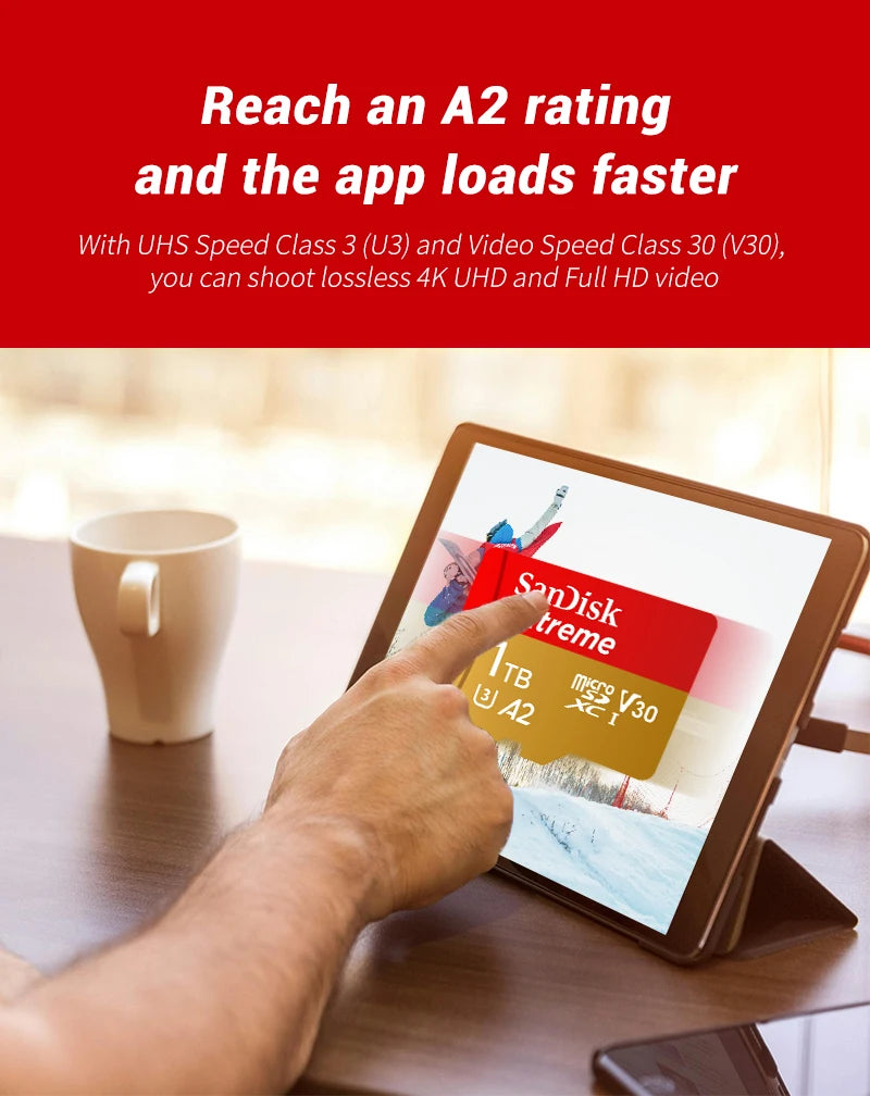 Sandisk Micro SD Card Extreme A2 A1 V30 SDXC Flash 32GB 64GB 128GB 256GB 512GB 1TB MicroSD Card 190MB/s TF Card for Phone Tablet