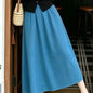 Women High Waist Elastic Waist Midi Skirt Flowy A Line Loose Long Casual Skirt