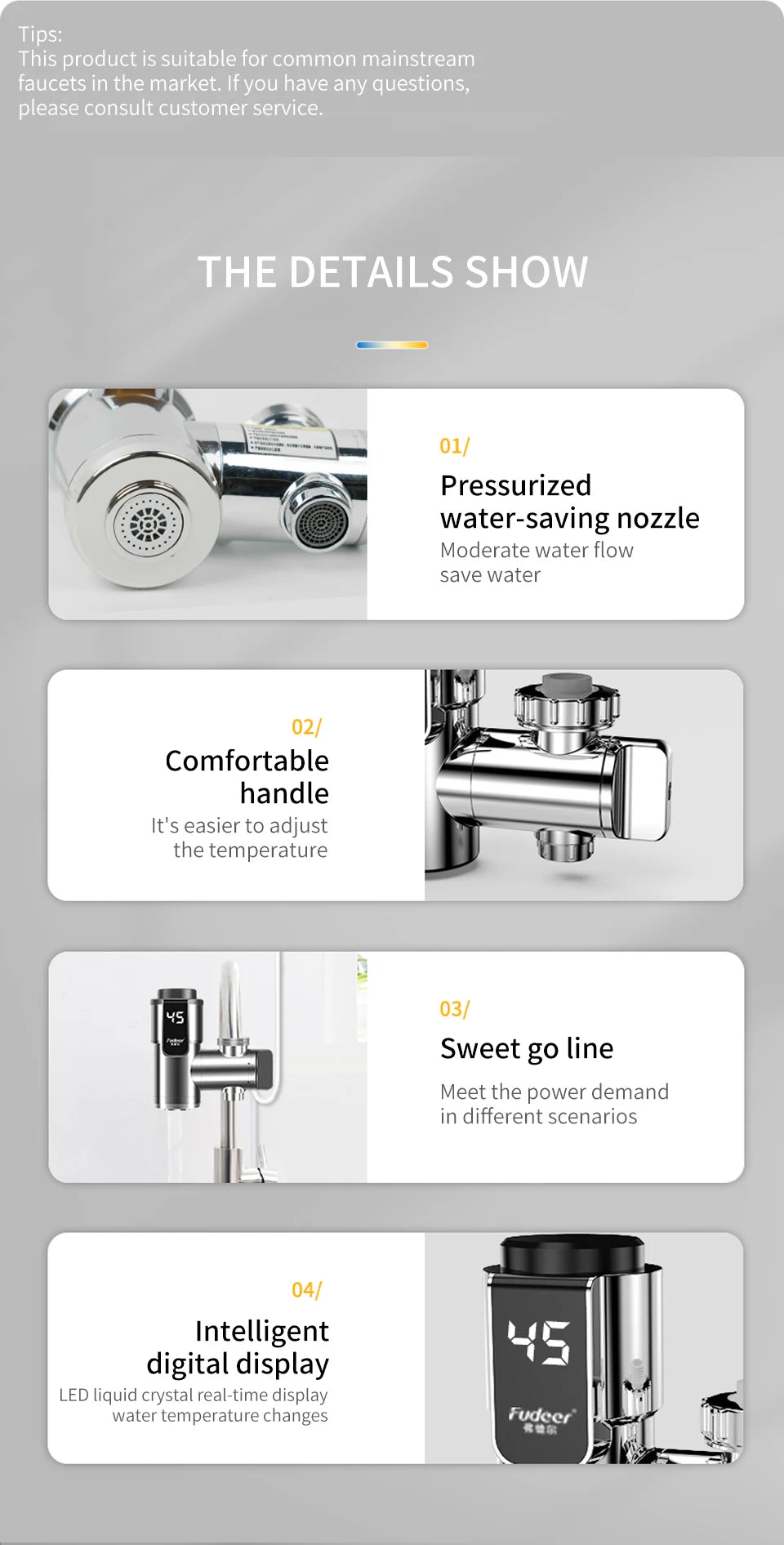 Fudeer Electric Water Heater Kitchen Faucet Conector Instant Hot Water Tap Adapter 220V  Water Heater Bathroom Accessories