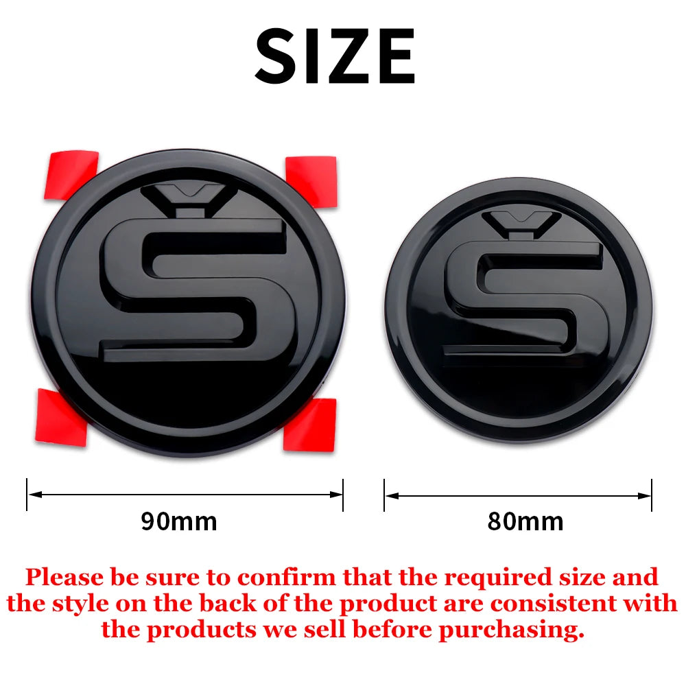 80/90/100mm Car Front Grille Hood Emblem Rear Trunk Badge Sticker For Skoda S Logo Octavia Fabia Superb Kamiq Kodiaq VRS Rapid