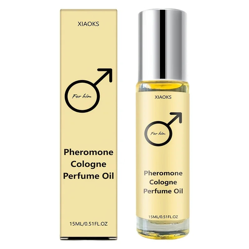Men's Pheromone Cologne Essential Oil—Men's Cologne with Woody Fragrance, Long-Lasting Scent, Roll-On Design, Lightweight, Portable