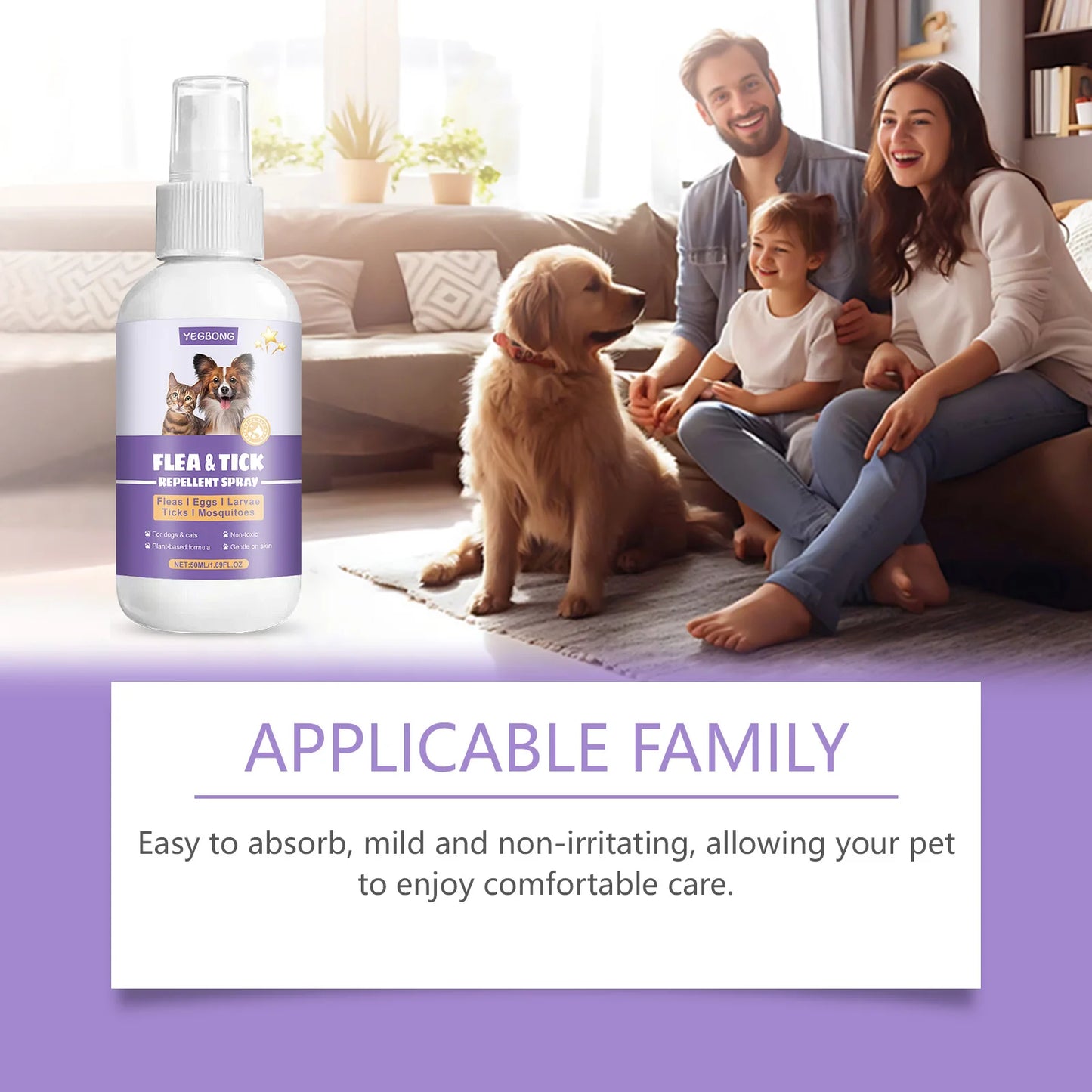 Pet Flea Spray Spray Effectively Removing Fleas Ticks Relieve Skin Itching Natural Ingredients Non Irritating Pet Flea Repellent