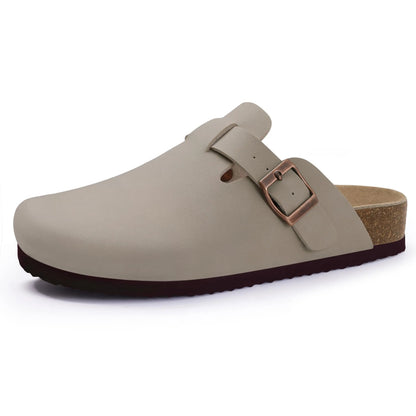 Shevalues Men's Suede Clogs Soft Leather Mules Men New Summer Men Cork Sandals Comfort Slip On Unisex Clogs With Arch Support