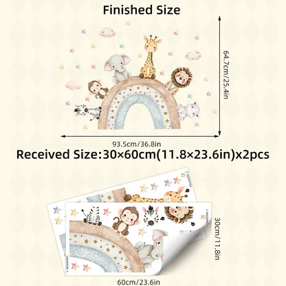 Cute Forest Animals Wall Stickers for Kids Rooms Children Boys Girls Baby Room Decoration Nursery Wallpaper Vinyl Elephant Lion