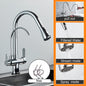 Matte Black Pure Water Kitchen Faucet Dual Handle Hot and Cold Drinking Water Pull Out  Kitchen Mixer Taps