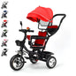 Baby scalable Tricycle 1 to 5 years, bike for elderly plus children, reversible seat, large basket and bag, larger wheels, with thrust handle, green/pink/black/red/blue/gray