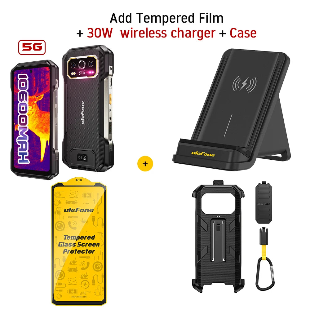 Ulefone Armor 27T Pro+ 5G Rugged Phone 10600mAh Android 15 Smartphone 50MP+64MP Night Camera 6.78" 120Hz 24GB+256GB NFC Mobile