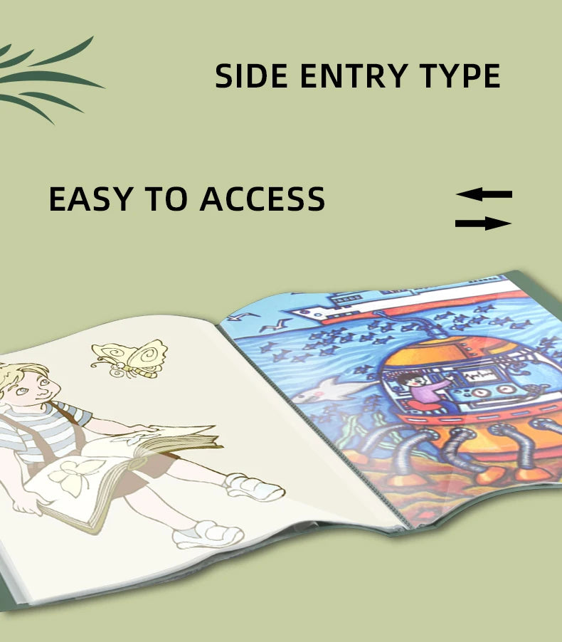 A3 Side-Entry Art Portfolio for Students - Painting Folder, Poster, Sketch Paper, Insert Pockets, Certificate Holder 20-60Pages