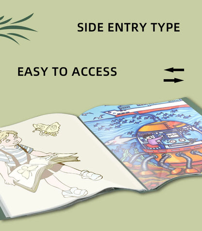 A3 Side-Entry Art Portfolio for Students - Painting Folder, Poster, Sketch Paper, Insert Pockets, Certificate Holder 20-60Pages