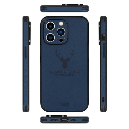 Luxury Business Leather Bumper Case For iPhone 17 Air 16 15 14 13 12 11 Pro Max Mini Plus Shockproof Soft Deer Head Back Cover