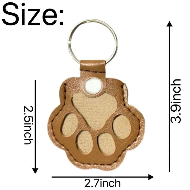 Leather Memorial Pet Hair Storage Bag Cat Paw Keychain DIY Homemade Pet Memorial Keychain for Commemorative Gift Bag Wallet