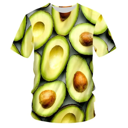 Fashionable New Fun Fresh Fruit Pattern Printed Men's T-shirt Summer Popular Harajuku Personalized Round Neck Comfortable Short