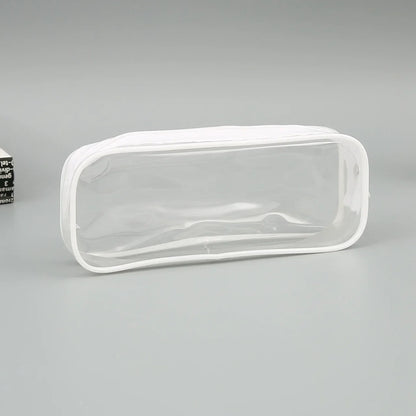 Solid Color Transparent Waterproof Pencil Case – Large Capacity Makeup & School Supply Organizer for Girls and Office Use