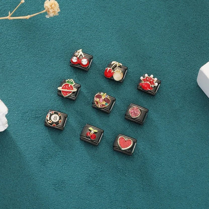 2025 New Original Black Red Stars Love Heart Bows Flower Italian Charm Link Fit 9mm Stainless Steel Jewelry DIY Making Bracelets