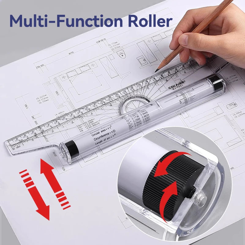 Plastic Ruler Drawing Roller Ruler Parallel 30cm Multi-functional Drawing Design Used for Measurement Drafting Schools Offices