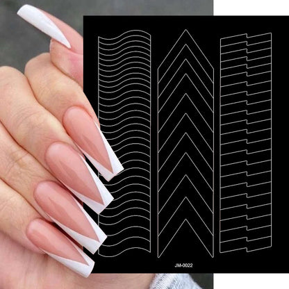 1pcs Curved French Lines Nail Art Stencils Stickers V-shaped Pattern Classic French Nail Decals Drawing Line Aid Nail Sticker To