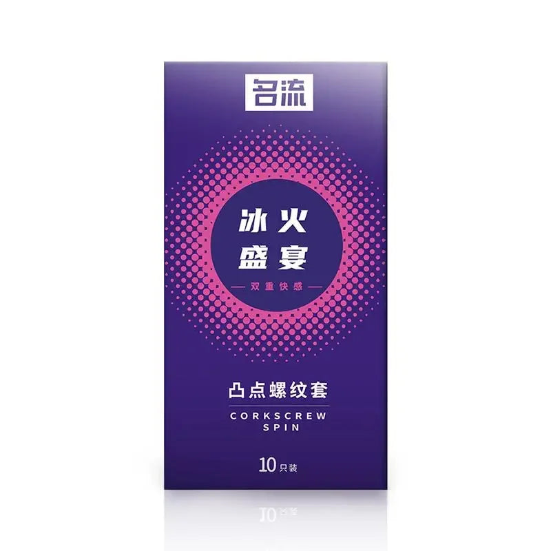 PERSONAGE Genuine Condoms Screw Thread Ice Fire Spike Dotted  Stimulation Orgasm Bump Condoms Safer Sex Products For Adult
