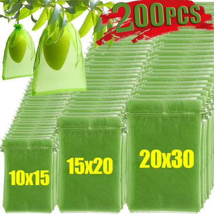 Reusable Drawstring Plant Protection Net Bags Garden Pest Proof Cover For Fruit Trees Vegetables Grapes Strawberries Berries