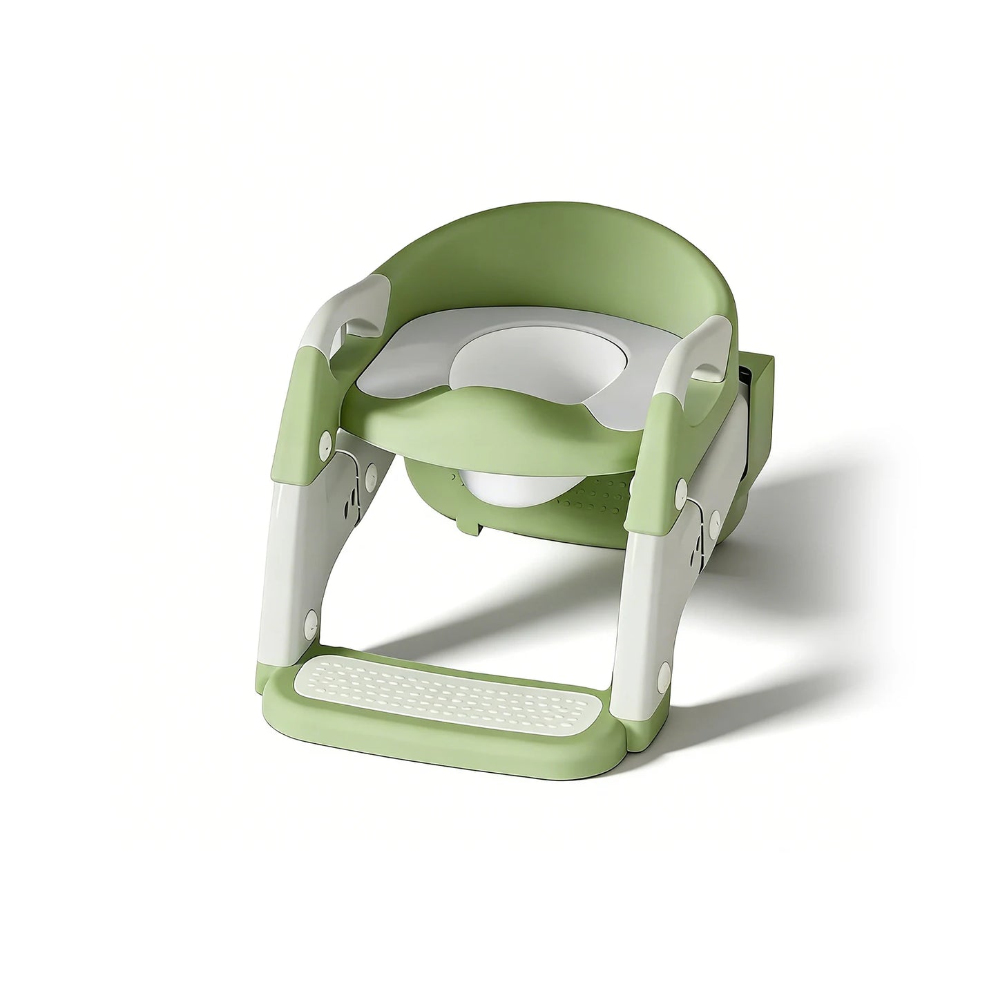 2-in-1 Toddler Toilet Ladder Seat – Adjustable Potty Training Seat with Non-Slip Steps & Anti-Slip Pads, Foldable for Boys & Girls, Bathroom Toilet Trainer (Grey Green Purple)