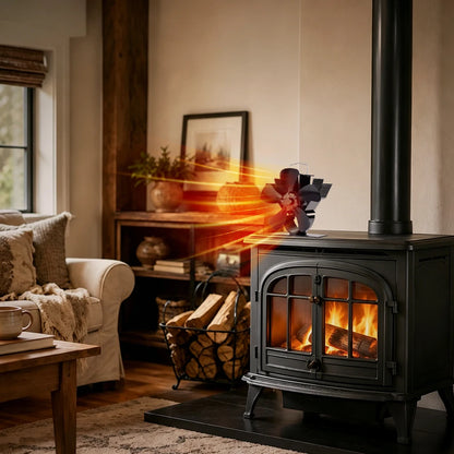 Mini Stove Fan Heat Powered Fireplace Fan Log Wood Burner Eco-fan Quiet 5 Blade Fireplace Fan Home Winter Warm Heat Distribution
