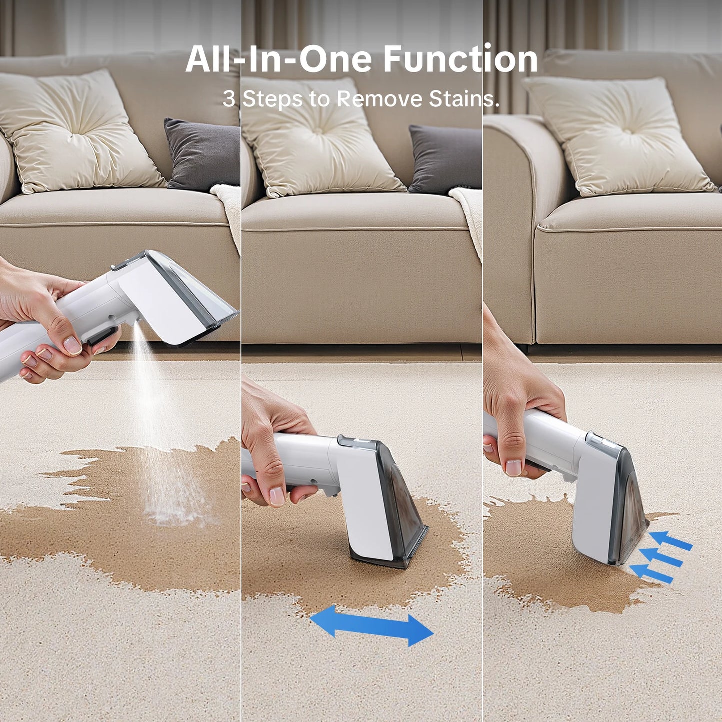 Lubluelu V8 800W Hot Water Carpet Cleaner  60°C Deep Clean Pet Stains 15kPa Strong Suction 5M Long Power Cord 1.75L Tank