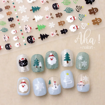 Winter Christmas Atmosphere Nail Stickers Snowman Snowflake Wapiti Self-adhesive High Quality Cute Nail Stickers Nail Art Deco