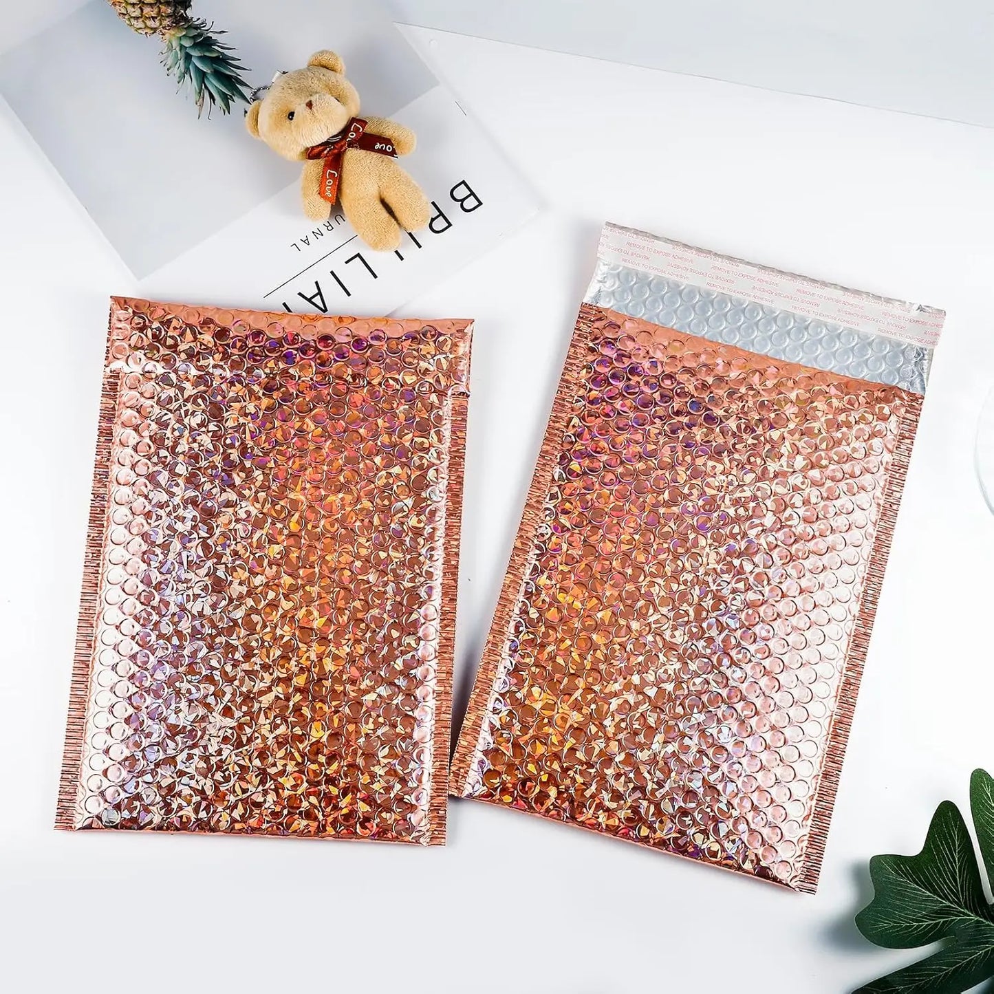30Pcs Holographic Bubble Mailer Mailing Envelope Thicken Protection Waterproof Padded Bubble Envelopes Pack Bag for Shipping