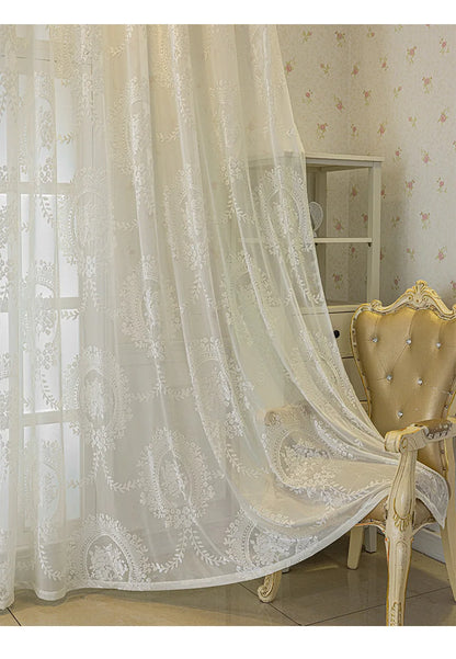 French Romantic Gauze Curtain Minimalist White Transparent Curtain Luxury Living Room Decoration Curtains Bedroom Curtain rideau