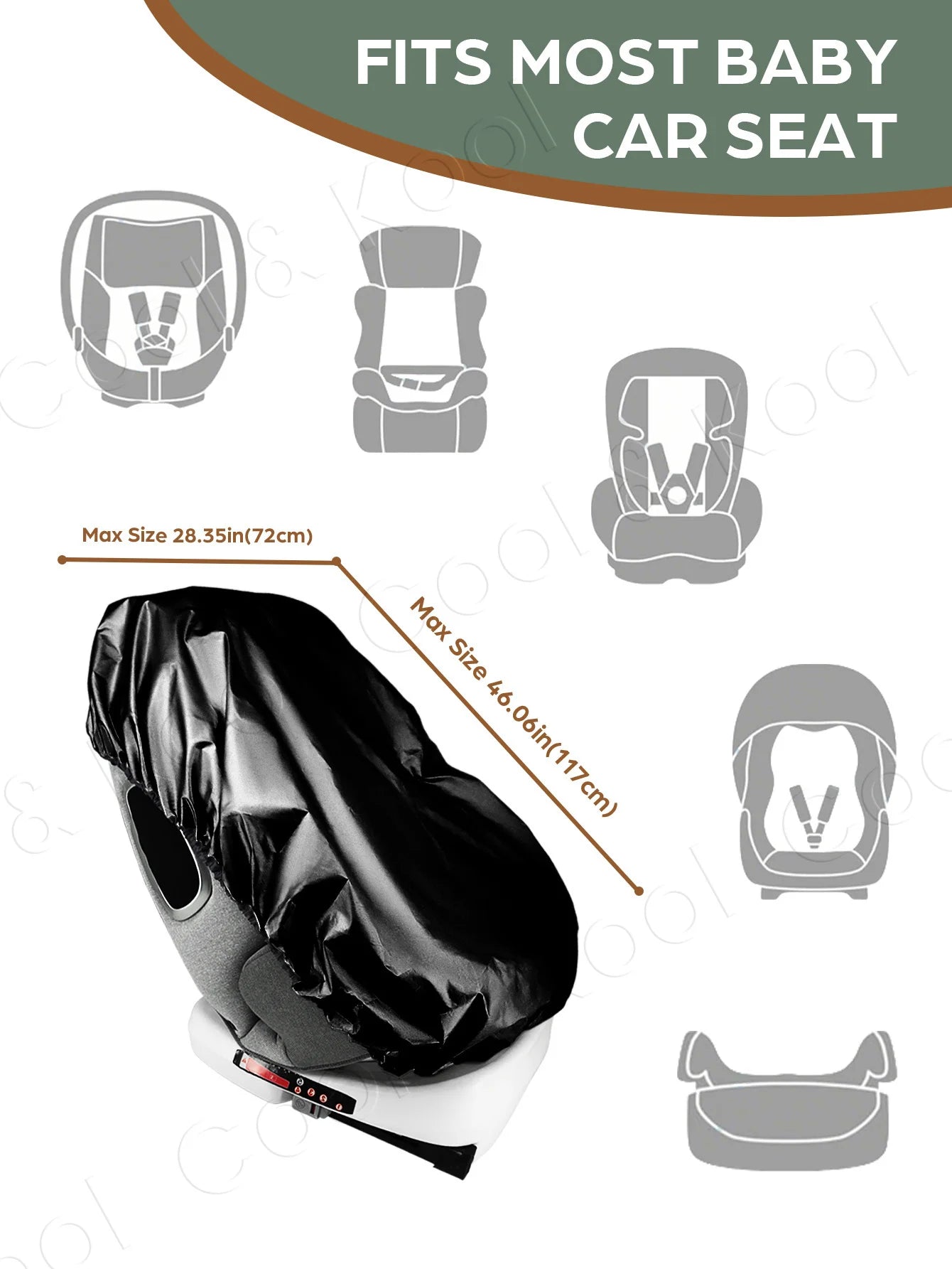 Universal Baby Car Seat Sun Shade, Blocks UV Rays & Reduces Heat for Cooler Rides