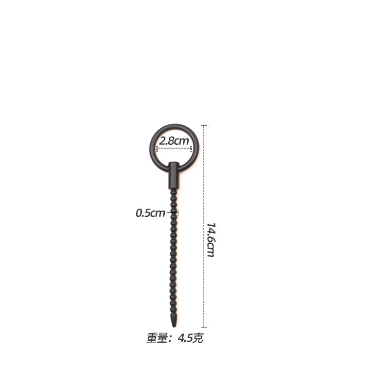 Deep Sensation Self-Discovery: 3-Piece Silicone Beaded Urethral Sound Set with Safety Pull Ring Male Intimate Penis Plug Trainer