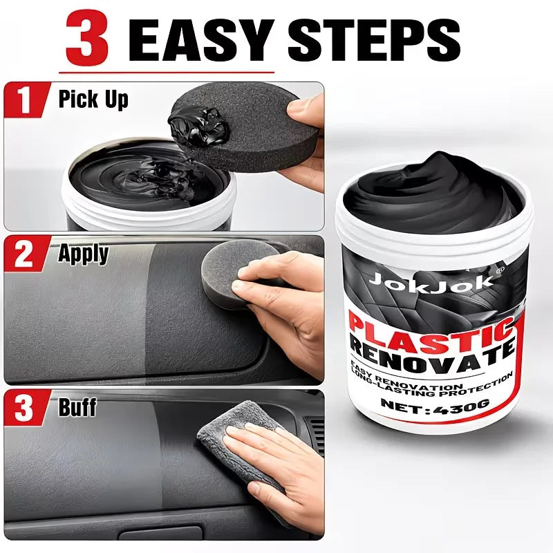 Car Plastic Shine Paste - Multi-Purpose Interior And Exterior Trim Renewal Wax, Helps Restore Glossy End for Doors, Dashboards