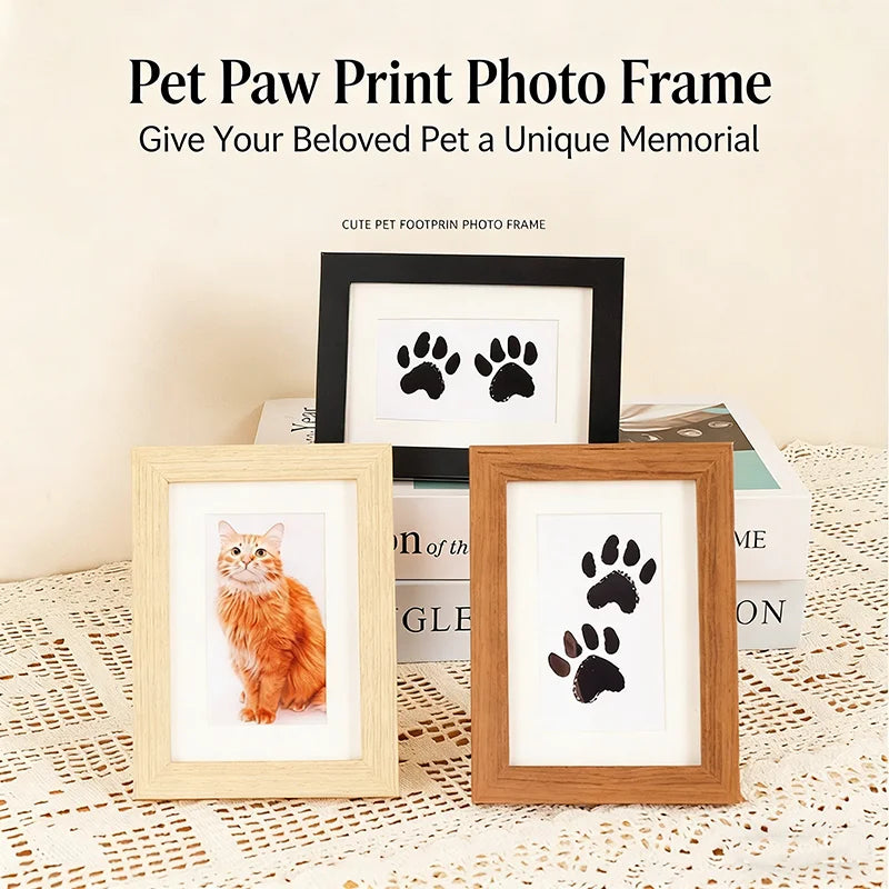 5 Inch Solid Wood Picture Frame Inkless Ink Pad Kit Baby Hand Foot Print Pet Paw Imprint Frame Keepsake Decor Indoor Display
