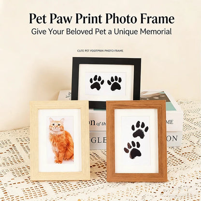 5 Inch Solid Wood Picture Frame Inkless Ink Pad Kit Baby Hand Foot Print Pet Paw Imprint Frame Keepsake Decor Indoor Display