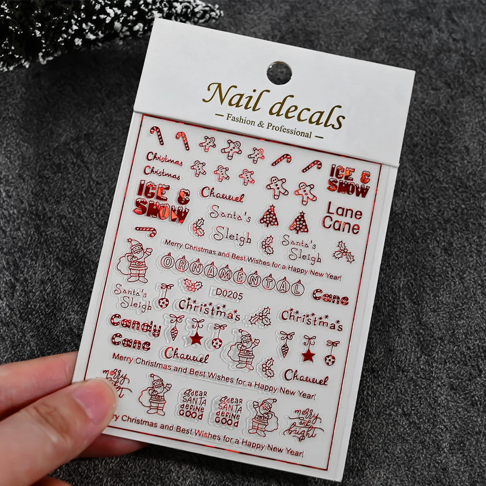 Winter Christmas Atmosphere Nail Stickers Snowman Snowflake Wapiti Self-adhesive High Quality Cute Nail Stickers Nail Art Deco
