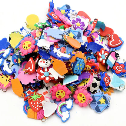 48pcs Pendants DIY Colorful Loom Rubber Band Bracelet Jewelry Making Beads Toy  Colorful Animal Flower Beads Random Style 2023