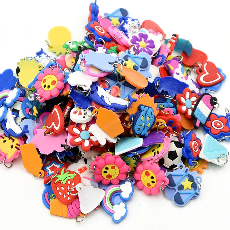 48pcs Pendants DIY Colorful Loom Rubber Band Bracelet Jewelry Making Beads Toy  Colorful Animal Flower Beads Random Style 2023