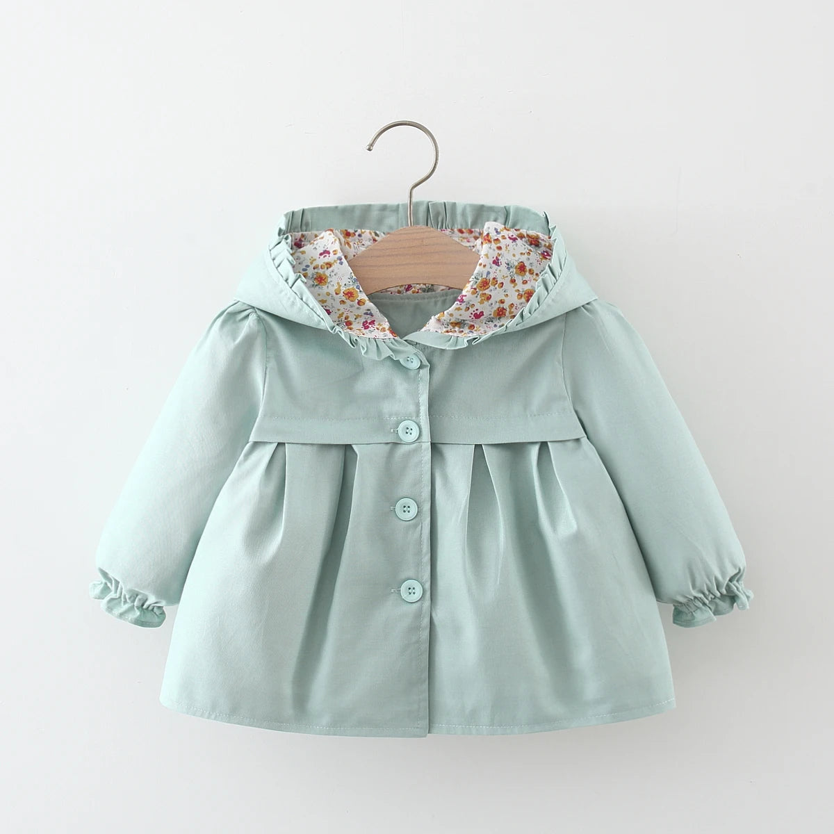 Baby Girl'S Winter Cute Solid Color Girl'S Jacket Sweet Beauty Baby Floral Hooded Jacket Long Sleeved Jacket (0-3 Years Old)